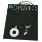 Preview: POPDITO Spinell Collier Kette schwarz 45 cm mit Anhänger rund 925 silber