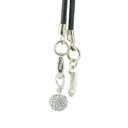 POPDITO Choker Leder Band Kette schwarz mit Lava Herz Anhänger Charm mit Zirkonia