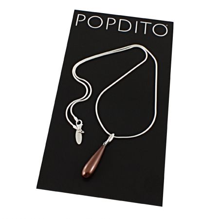 POPDITO Collier Schlange 925 silber Zuchtperle Tropfen braun