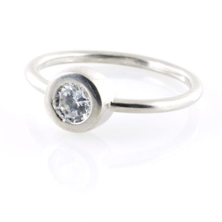 POPDITO Ring Zirkonia 925 silber Solitär