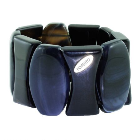 POPDITO Sardonyx OXO Armband blau - grau 19 cm