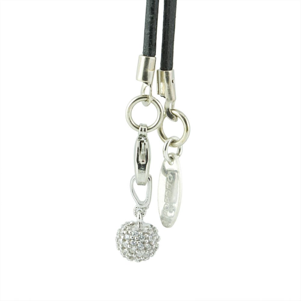 POPDITO Choker Leder Band Kette schwarz mit Lava Herz Anhänger Charm mit Zirkonia