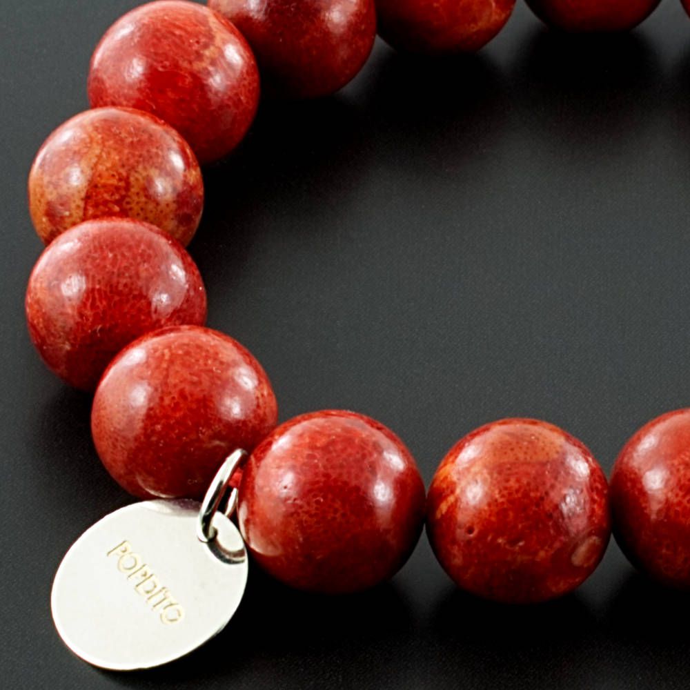 POPDITO Schaumkoralle Armband Kugel rot 19 cm